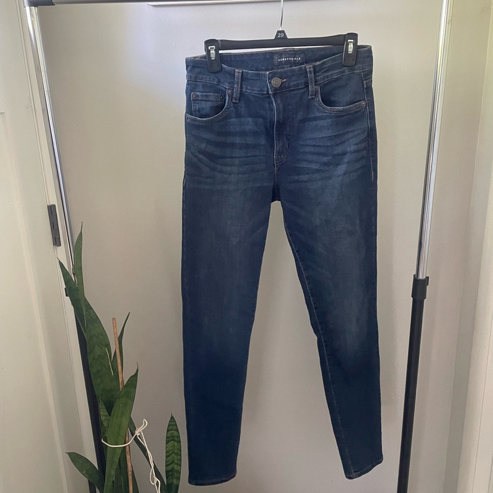 Aeropostale Women’s Slim Stretch Jeans in Dark Blue Wash